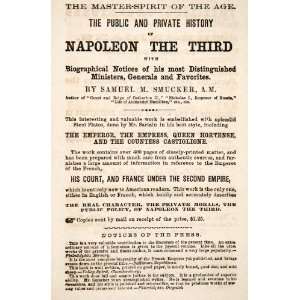  1860 Ad Napoleon the Third Samuel Smucker Book Author 