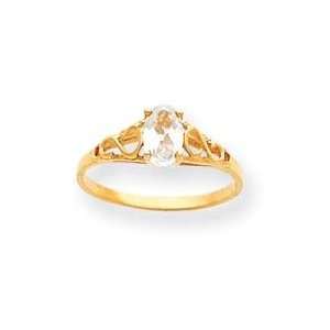  Synthetic White Spinel Ring in 14k Yellow Gold: Jewelry