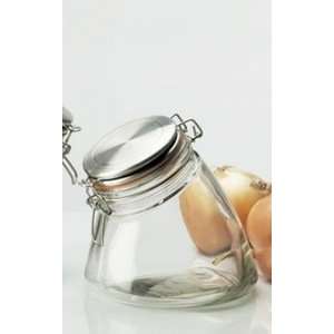 Slanted Glass Click Lid Kitchen Canister Storage Jar  