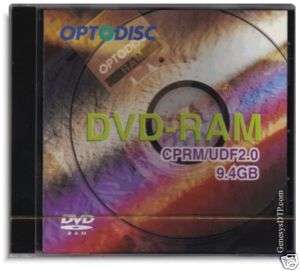 10 Pak 9.4GB Optodisc 3X Double Sided DVD RAM  