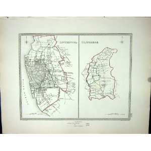   Antique Map C1850 Plan Liverpool Clitheroe England