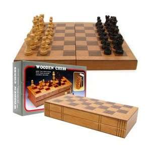  Chess Board Wooden Book Style w/ Staunton Chessmen 