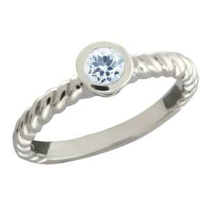    0.33 Ct Round Sky Blue Topaz Argentium Silver Ring: Jewelry