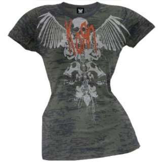  Korn   Skull Wings Burnout Juniors Ringer T Shirt 