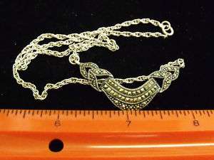   STERLING SILVER MARCASITE DROP CHAIN 16 NEW OLD STOCK NECKLACE  