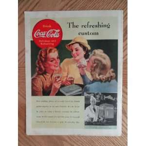 Coca Cola, Vintage Illustrated art, 30s full page print ad. Color 