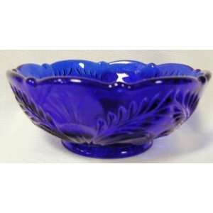   Cobalt Blue Inverted Thistle Pattern Berry Bowl GLASS