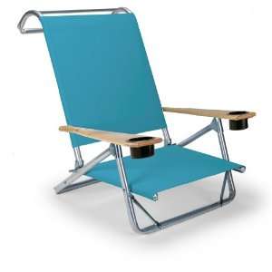   Folding Beach Arm Chair with Cup Holders, Aqua: Patio, Lawn & Garden