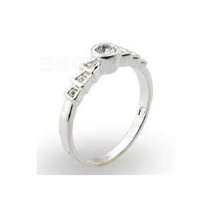  Silvertone Clear Austrian Crystal Ring SZ 5: Jewelry