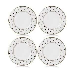 By Mikasa Color Studio Black/Gold Dots Accent Plate, Set of 4  