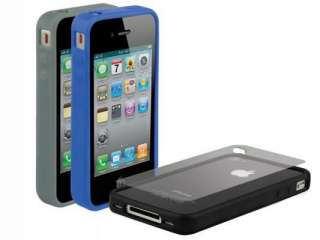 Scosche iPhone 4 / 4S Bandit Rubber Edge Case (3) Pack Black/Blue/Grey 
