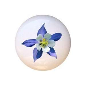  Columbine Blue Flowers Floral Drawer Pull Knob