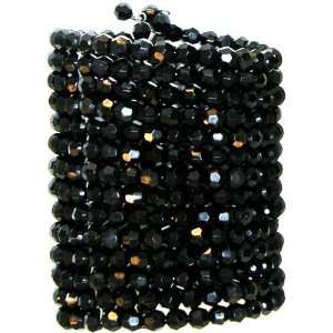    3 Wide, 14 Row Plastic Bead Cuff On Wires In Black Jewelry