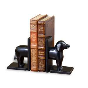  Lupa Whimsical Black Marble Dog Bookends