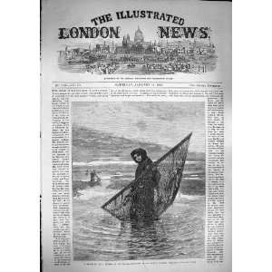  1868 Antique Print Shrimper Fishing Smythe Pall Mall