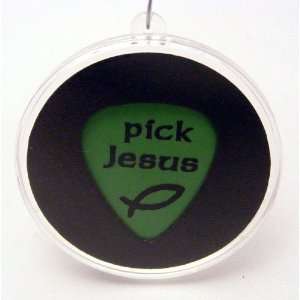  Pick Jesus Guitar Pick Ornament Green 