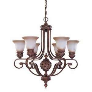  Nuvo 60/1583 6 Light Chandelier with Amber Bisque Glass 
