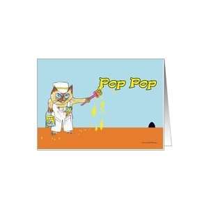  Fathers Day Card, Cat Painting Pop Pop Card Health 
