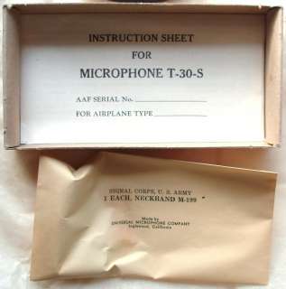WWII 1944 US Army AAF T 30 S Throat Microphone, Unissued and in 