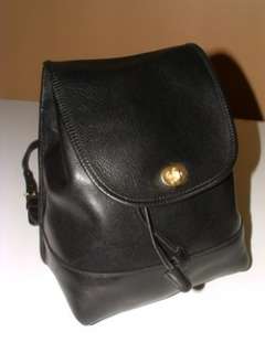 Vintage COACH Womens BLACK Leather BACKPACK Daypack Shoulder Bucket 