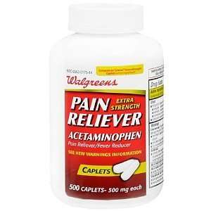 Walgreens Extra Strength Pain Reliever Acetaminophen Caplets, 500 ea