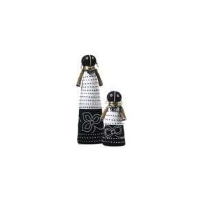 African Doll   Medium Beaded Black and White Doll  Kitchen 