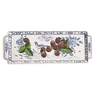   Oiseau Bleu Hand Painted Fruits Oblong Serving Tray: Kitchen & Dining