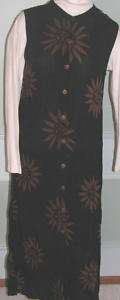 APRIL CORNELL Black Batik Type Dress with Sunflowers M  