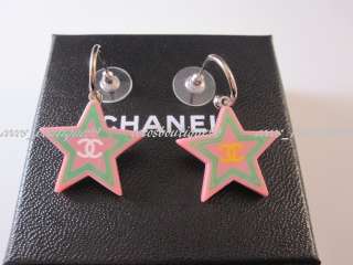 Auth CHANEL Resort Star Candy Dusty Pink Dangle Earrings Rare  
