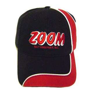 ZOOM BAIT COMPANY FISHING LURE FISH HAT CAP BLACK RED  