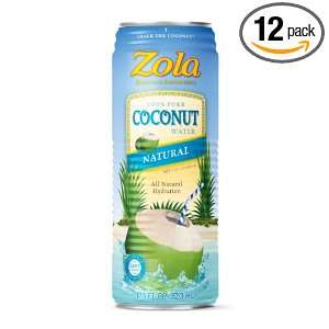 Zola 100% Pure Coconut Water, 17.5 Ounce (Pack of 12)  