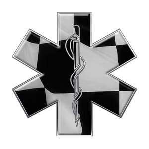  Checkered Flag Star of Life Decal   24 h   REFLECTIVE 