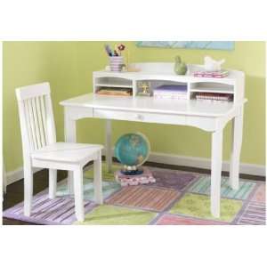  Traditional White Desk w/Hutch & Chair