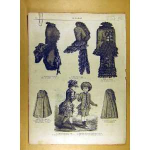 1884 Ladies Fashion Dress Hat Corsage French Print: Home 