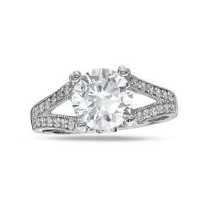 Cubic Zirconia Split Shank Engagement Ring in Sterling Silver   Size 7 