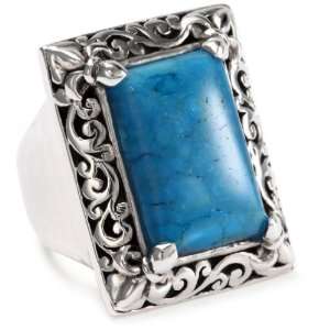   HILL Turquoise Large Rectangle Cutout Edge Ring, Size 7 Jewelry
