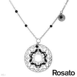 ROSATO Made in Italy Nice Necklace With Simulated gems in Black Enamel 