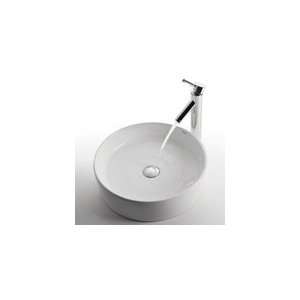  Kraus White Round Ceramic Sink KCV 140 and Sheven Faucet 