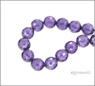 Cubic Zirconia Round Beads 6mm Amethyst Purple #64699  