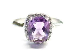 Purple Cubic Zirconia Solitaire with Accents / Sterling Silver Fashion 