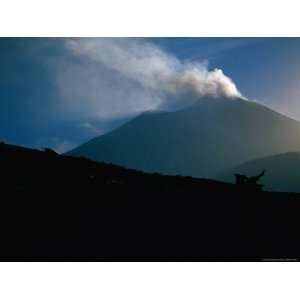 Smoke Rising from Llaima Volcano, Conguillio National Park, Chile 
