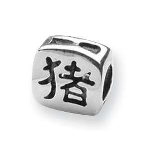    Sterling Silver Reflections Chinese Good Luck Bead QRS311 Jewelry