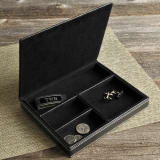Personalized Engraved Deluxe Black Leather Valet Gift  