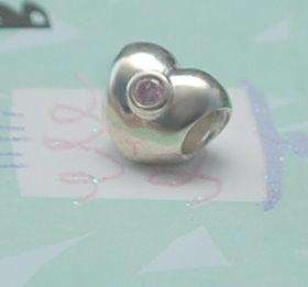 AUTHENTIC PANDORA CHARM/BEAD silver PUFFY HEART LIGHT PINK #790134 PCZ 