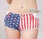 US Flag Striped Star Print Jean Denim Cutoffs Shorts