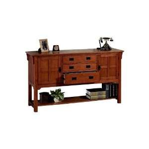    Craftsman Three drawer Buffet Wood Door Dark Oak: Home & Kitchen