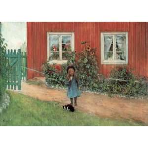  Oil Reproduction   Carl Larsson   32 x 22 inches   Brita With A Cat 