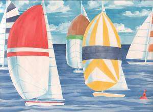 Big Bright Sailboat Race Sale $6 Wallpaper Border 60  
