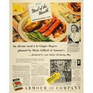   Ad Marie Gifford Armour Frankfurters Ginger Rogers   Original Print Ad