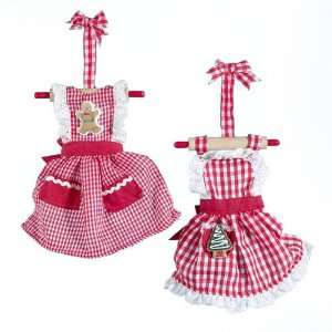   Gingham Apron With Gingerbread Christmas Ornaments